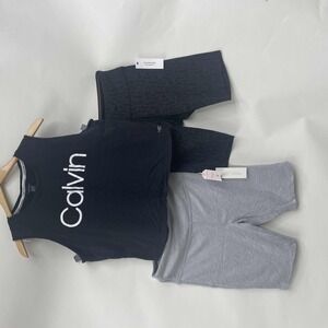 Calvin Klein Black Logo Sleeveless Top And Shorts NWT Set  Rachel Zoe Bike Short